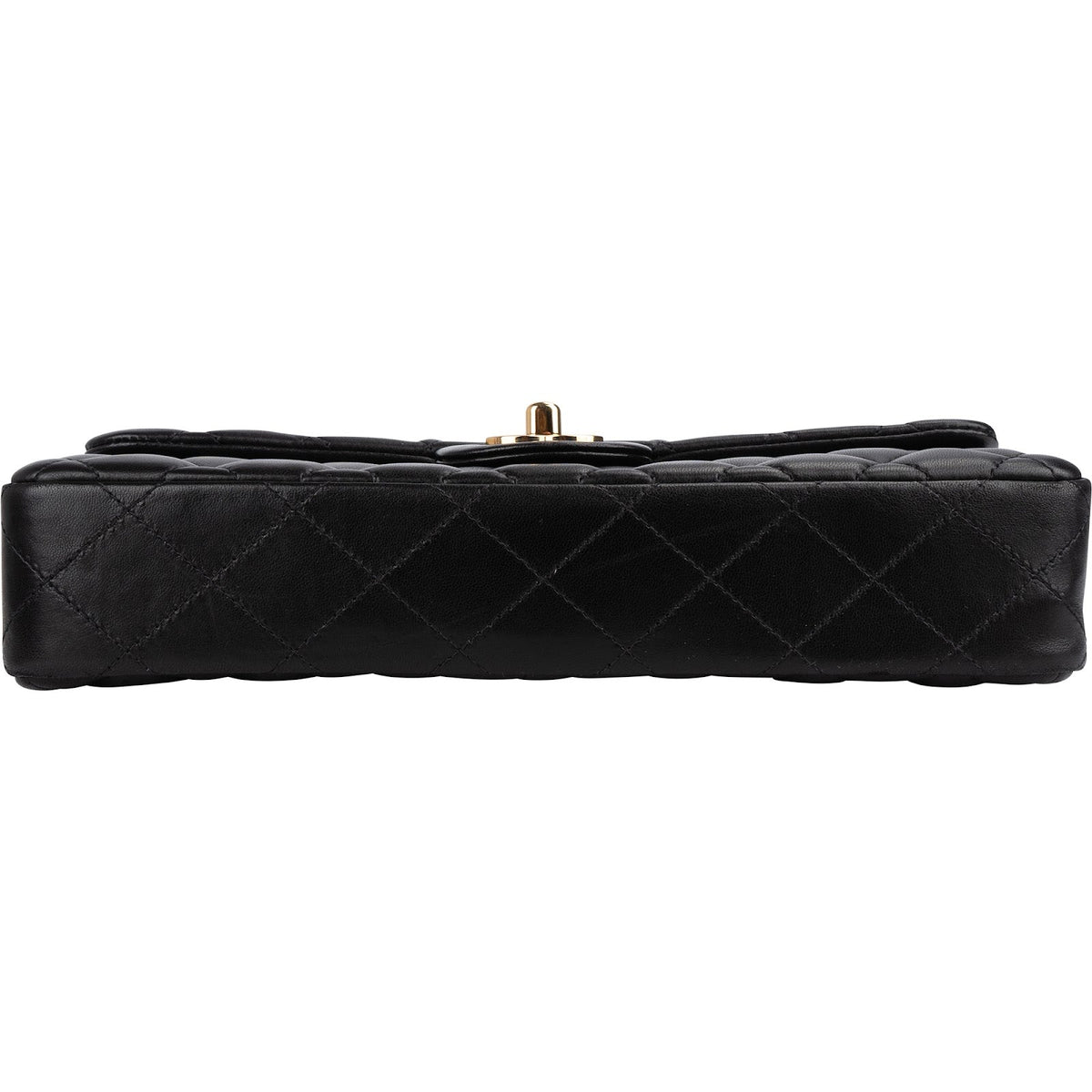 Chanel Quilted Lambskin East West Single Flap Shoulder Bag