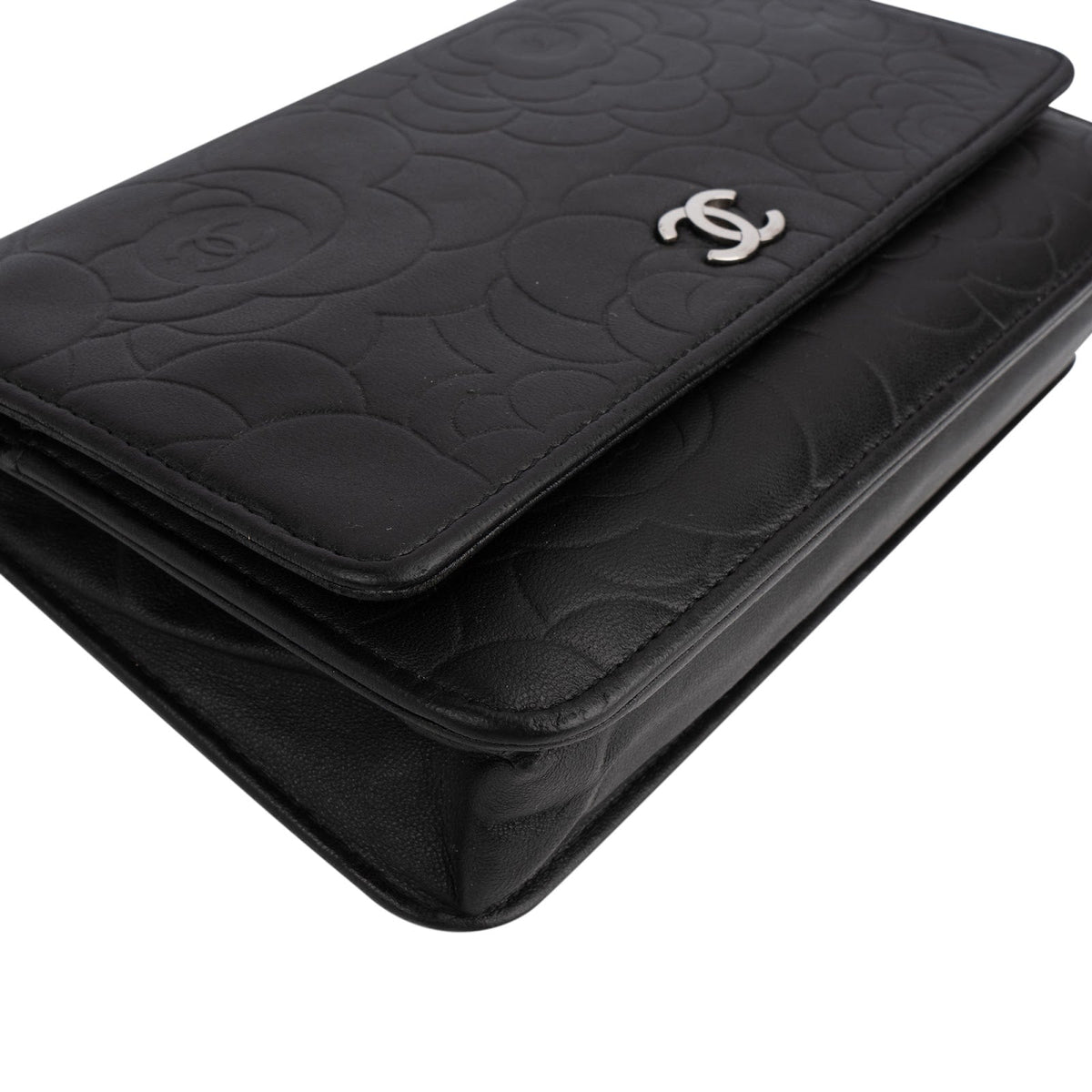 Chanel Camellia Embossed Wallet on Chain Crossbody Bag