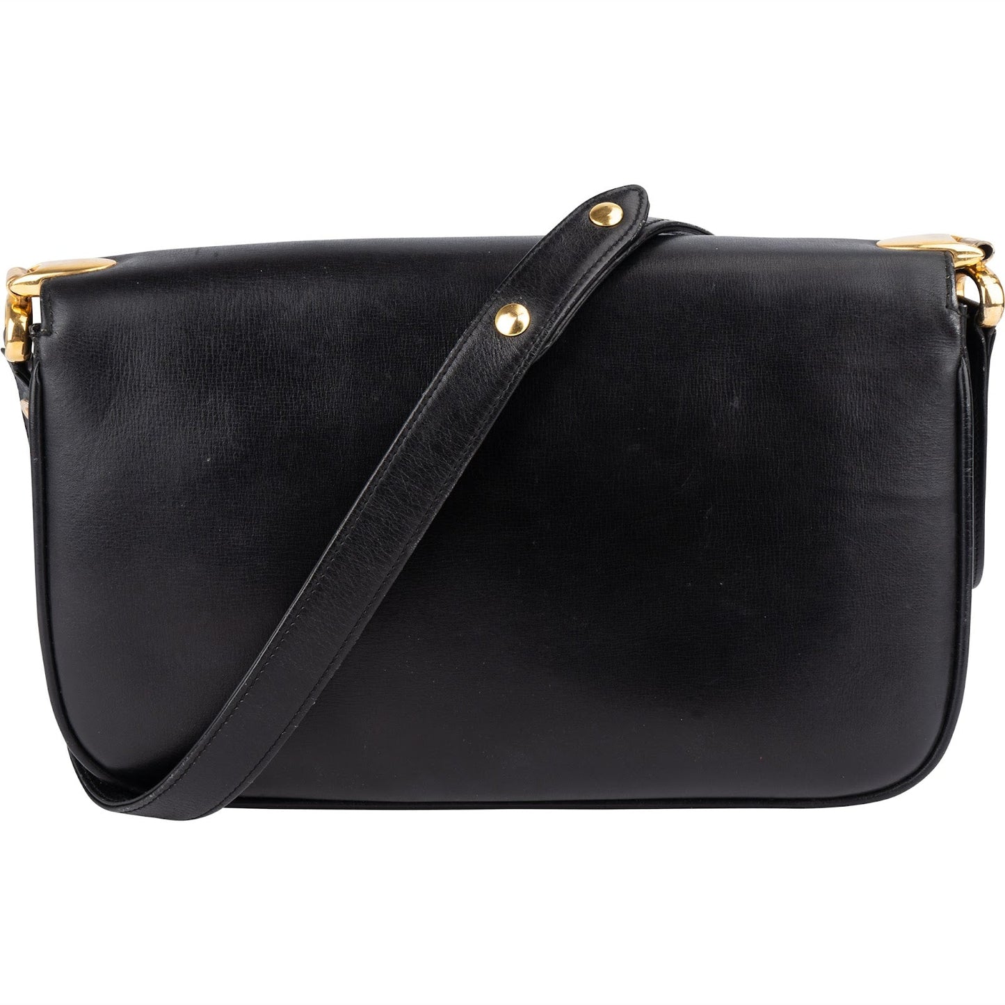 Celine Black Leather Triomphe Shoulder Bag