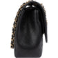 Chanel Quilted Caviar Leather Gold Jumbo Double Flap Crossbody Bag