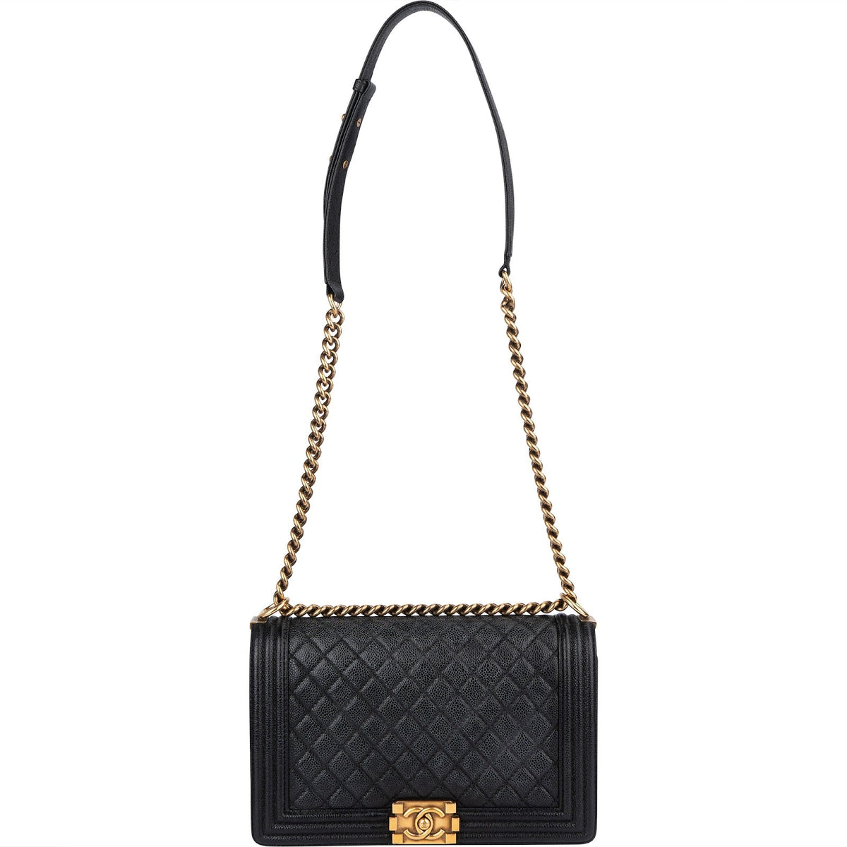 Chanel Quilted Caviar Leather Boy Single Flap Crossbody Bag