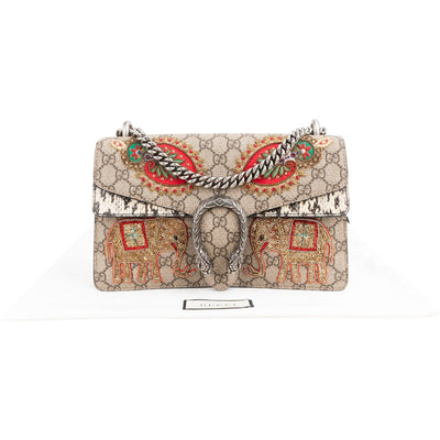 Gucci Limited Monogram GG Supreme  Embroidered Python Dionysus Shoulder Bag