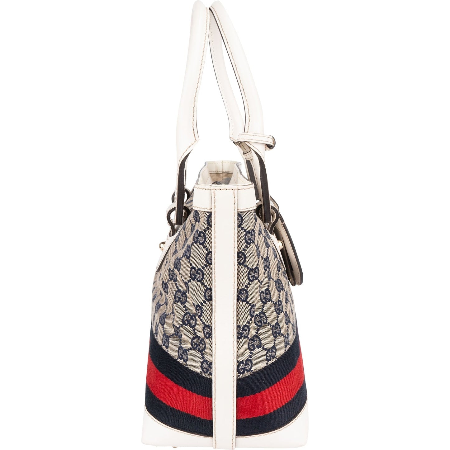 Gucci Monogram GG Canvas Sherry Line White Tote Shoulder Bag