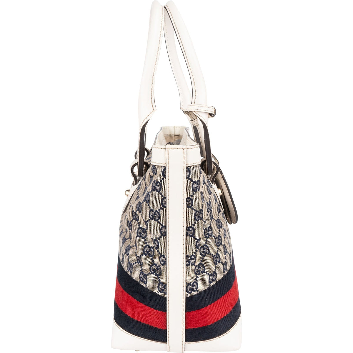 Gucci Monogram GG Canvas Sherry Line White Tote Shoulder Bag
