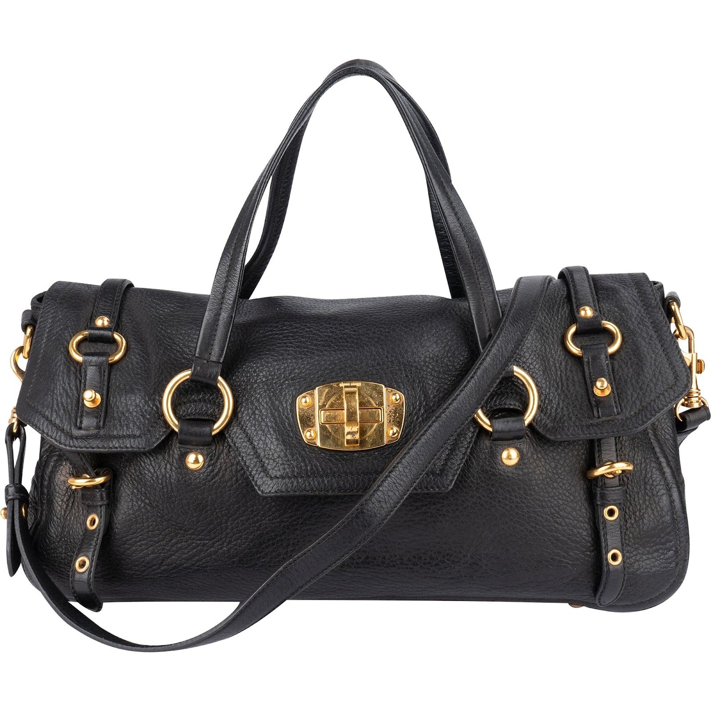 Miu Miu Vitello Lux Leather Coffer Satchel Handbag