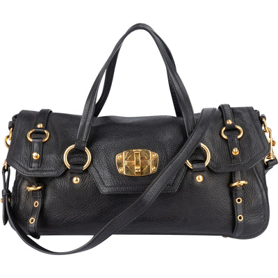 Miu Miu Vitello Lux Leather Coffer Satchel Handbag
