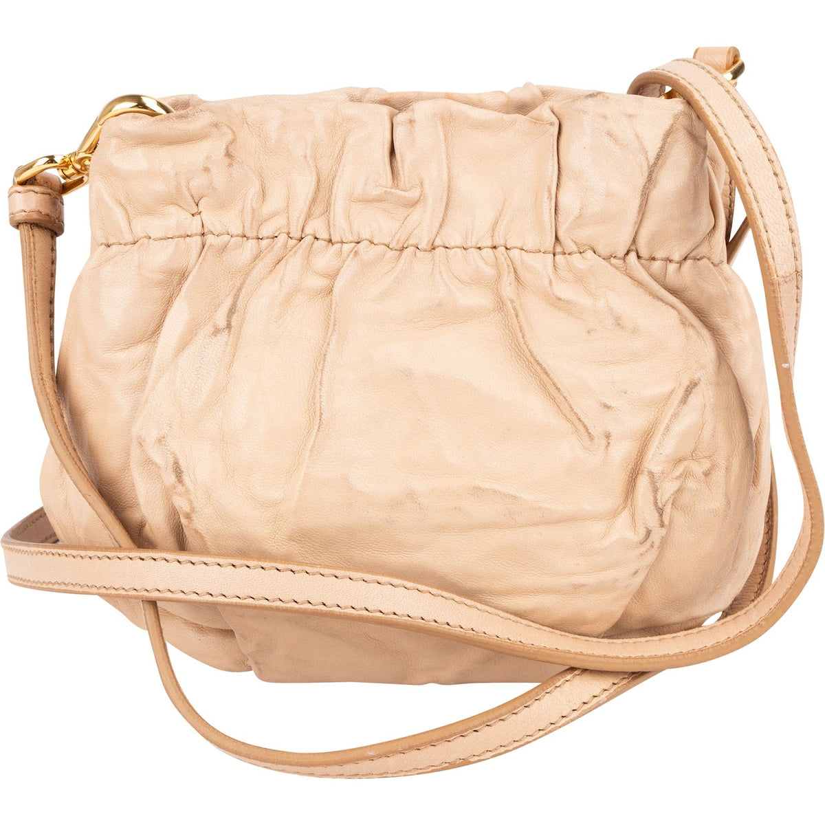 Prada Crinkled Nappa Leather Bucket Mini Crossbody Bag
