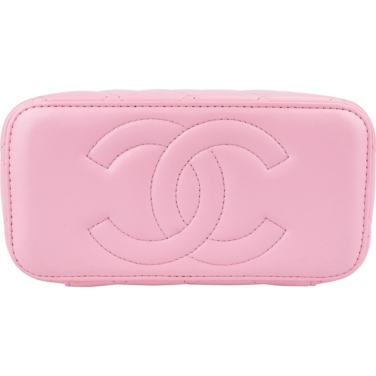 Chanel Pink Green Bicolor Quilted Lambskin Top Handle Vanity Case Crossbody Handbag