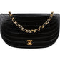 Chanel Quilted Lambskin Half Moon 24K Gold Single Flap Shoulder Bag