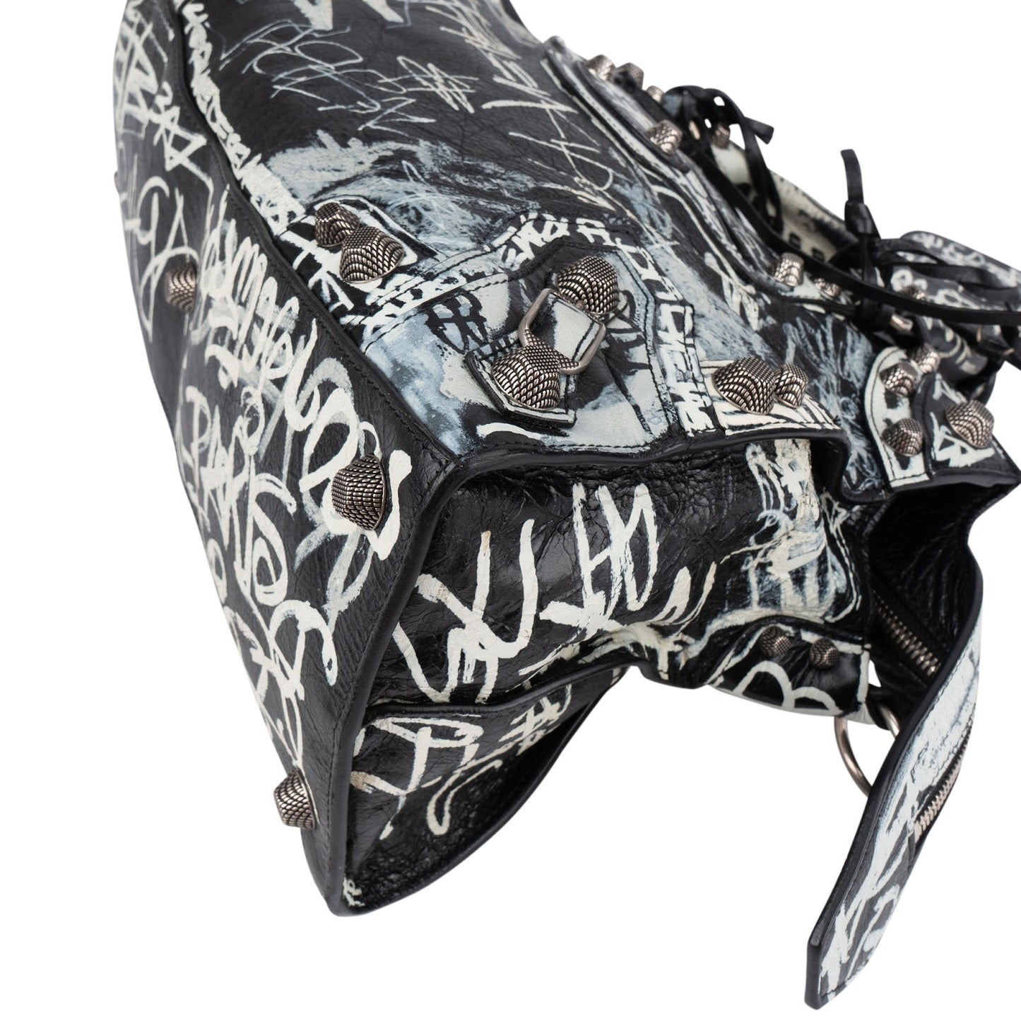 Balenciaga Graffiti Print Leather Neo Cagole City Handbag