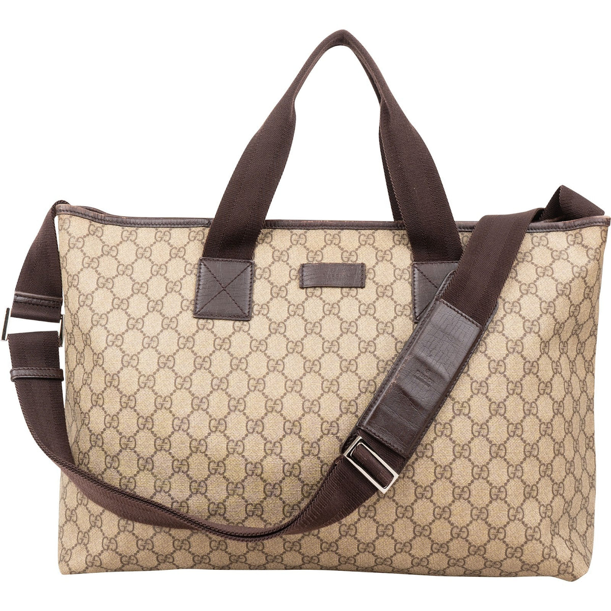 Gucci Monogram GG Supreme Large Tote Crossbody Handbag