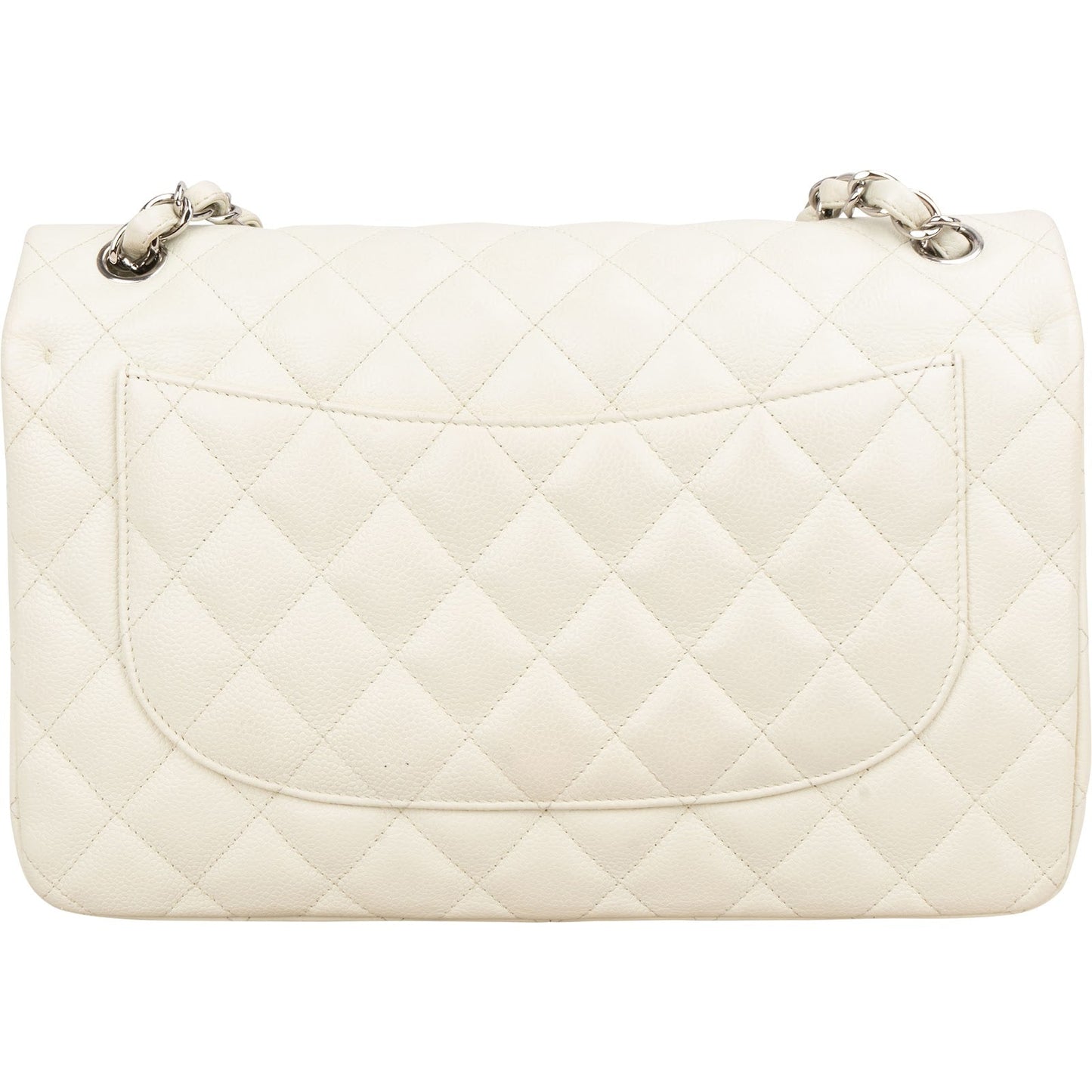 Chanel Quilted Caviar Leather Palladium Jumbo Double Flap Crossbody Bag