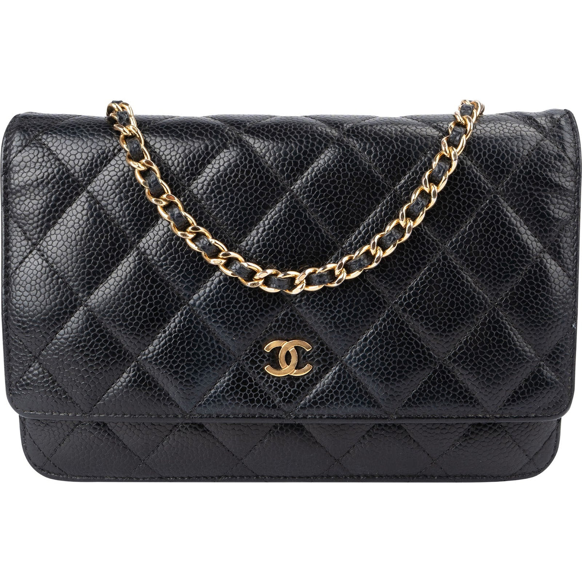 Chanel Quilted Caviar Leather Wallet On Chain Crossbody Bag
