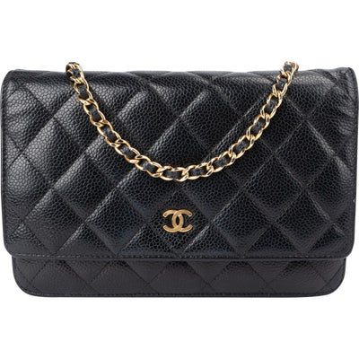 Chanel Quilted Caviar Leather Wallet On Chain Crossbody Bag