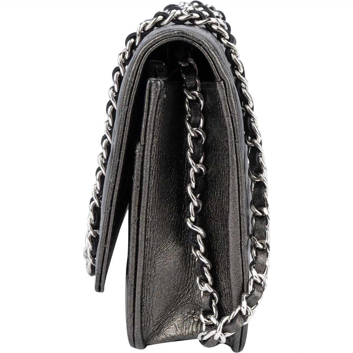Chanel Quilted Metallic Lambskin Leather Wallet On Chain Crossbody Bag