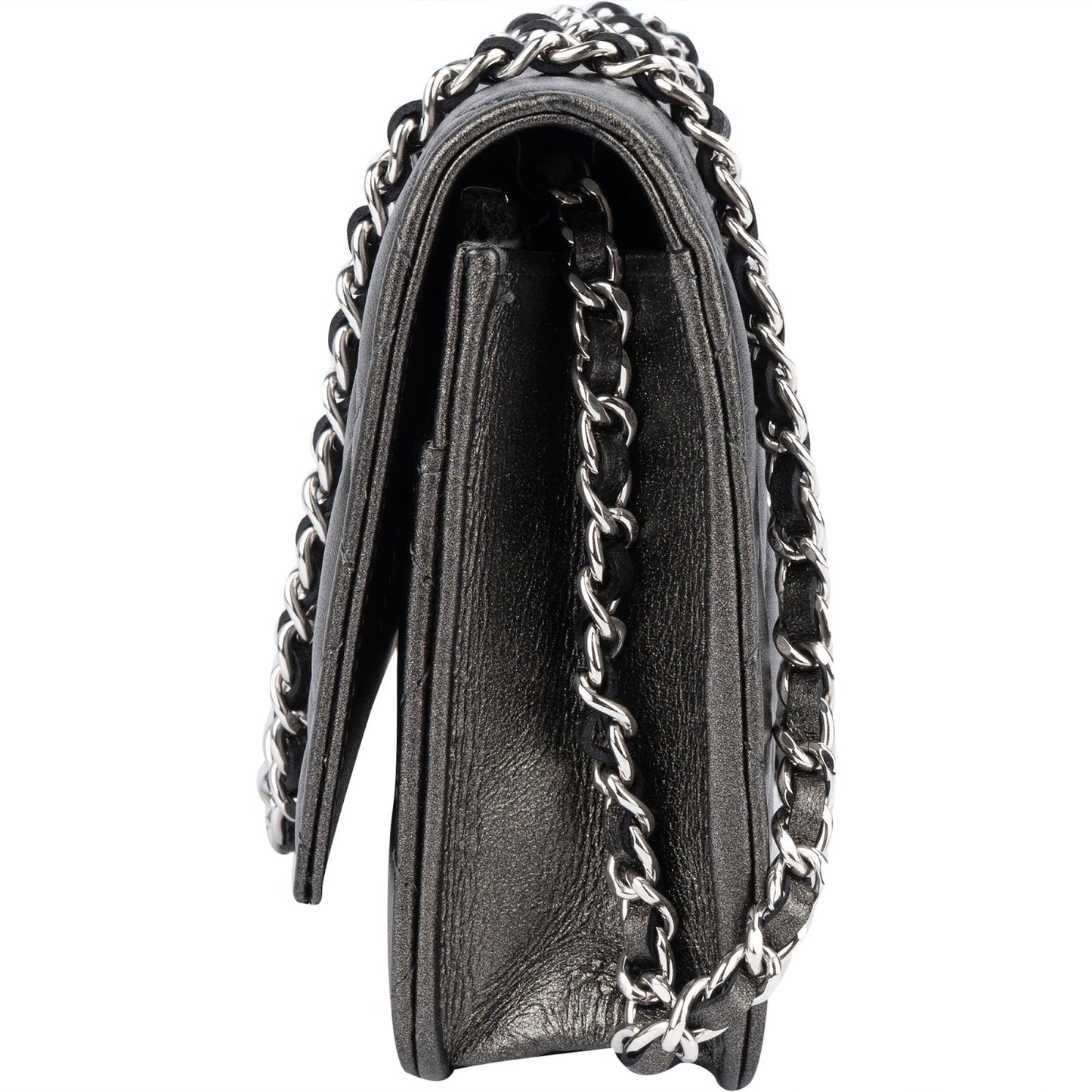 Chanel Quilted Metallic Lambskin Leather Wallet On Chain Crossbody Bag
