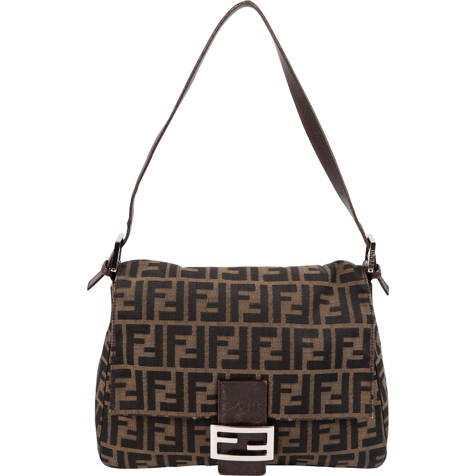 Fendi Monogram FF Zucca Canvas Mamma Baguette Shoulder Bag