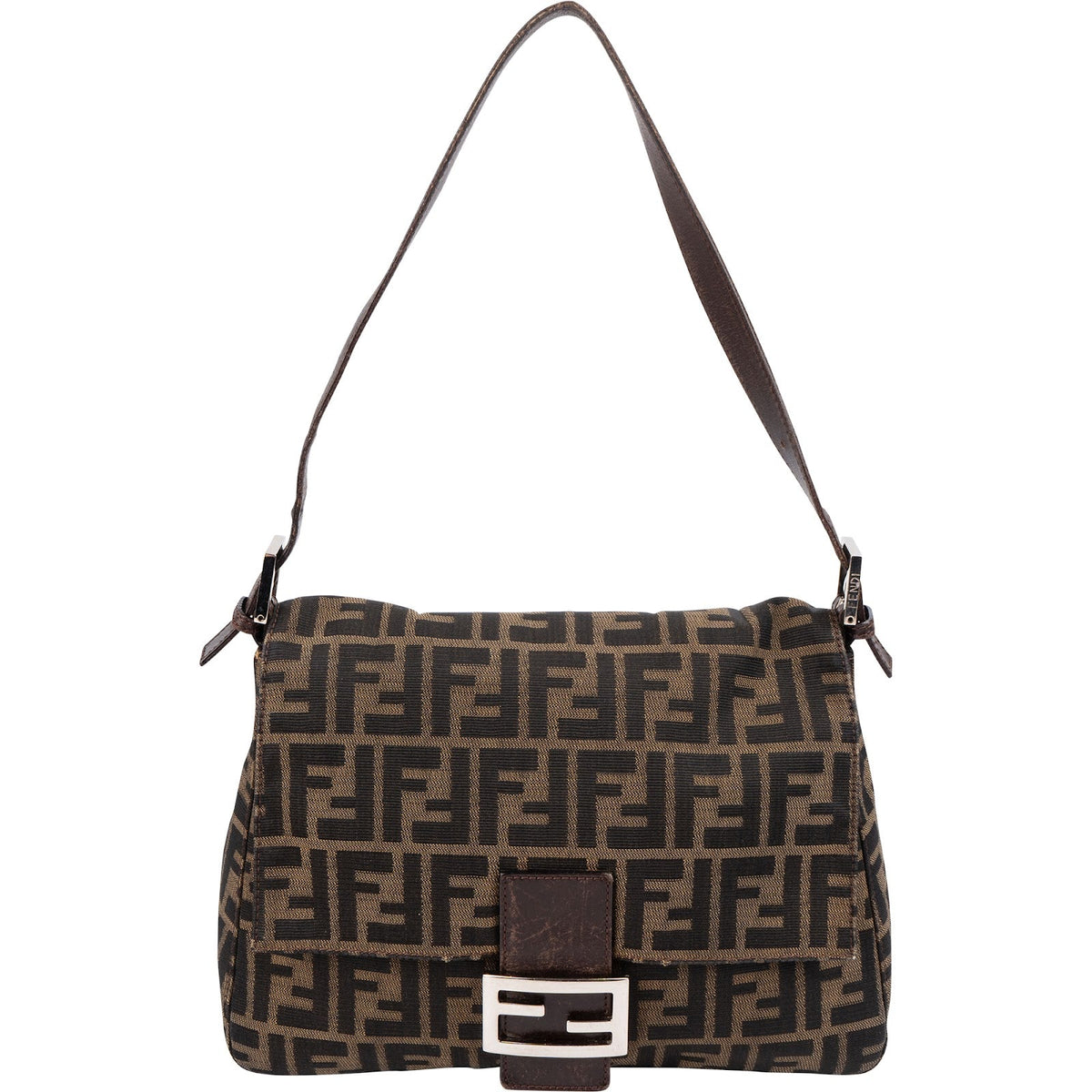 Fendi Monogram FF Zucca Canvas Mamma Baguette Shoulder Bag