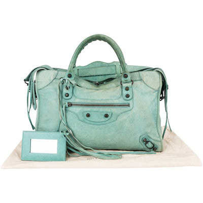 Balenciaga Light Green Leather Classic City Handbag