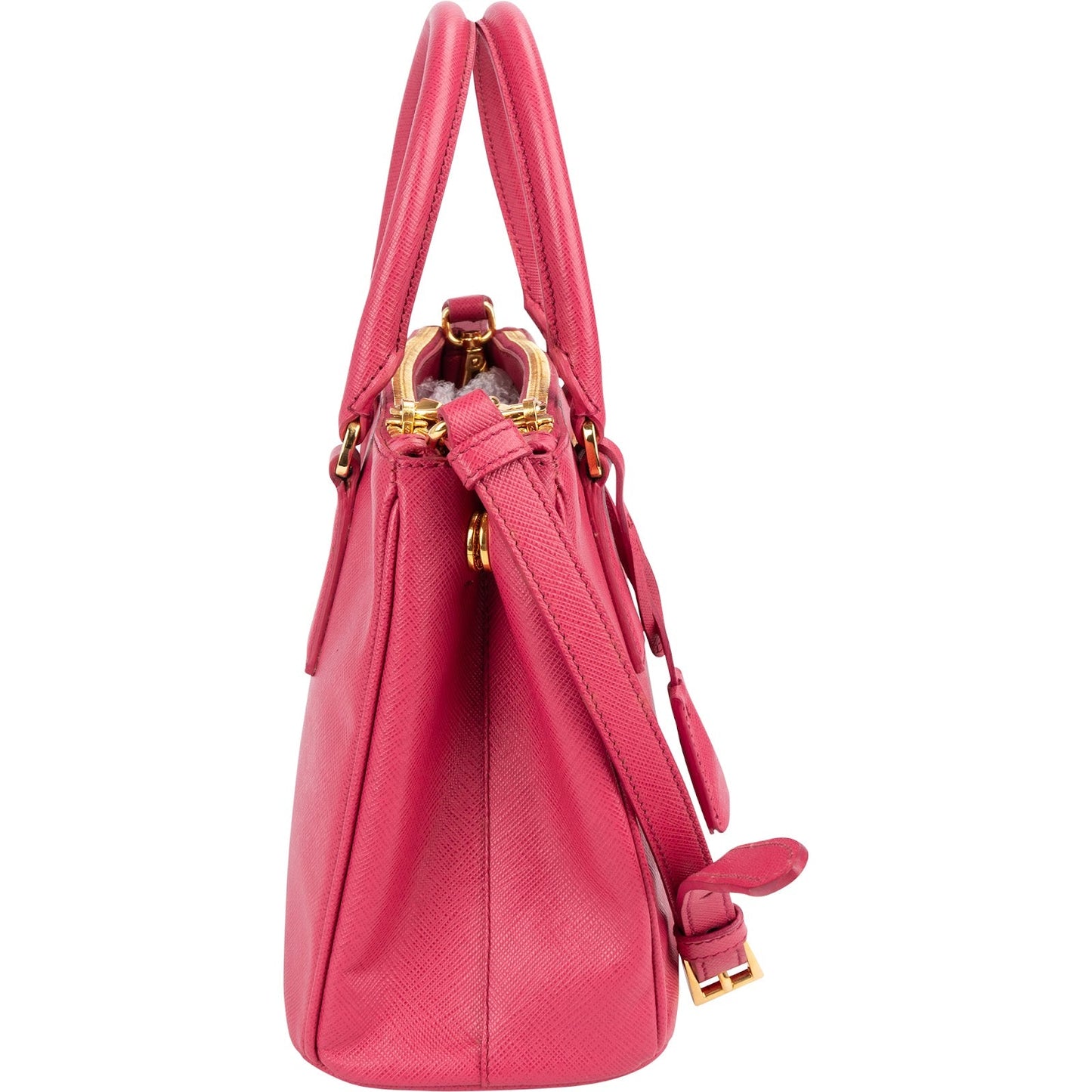 Prada Pink Saffiano Leather Small Galleria Handbag
