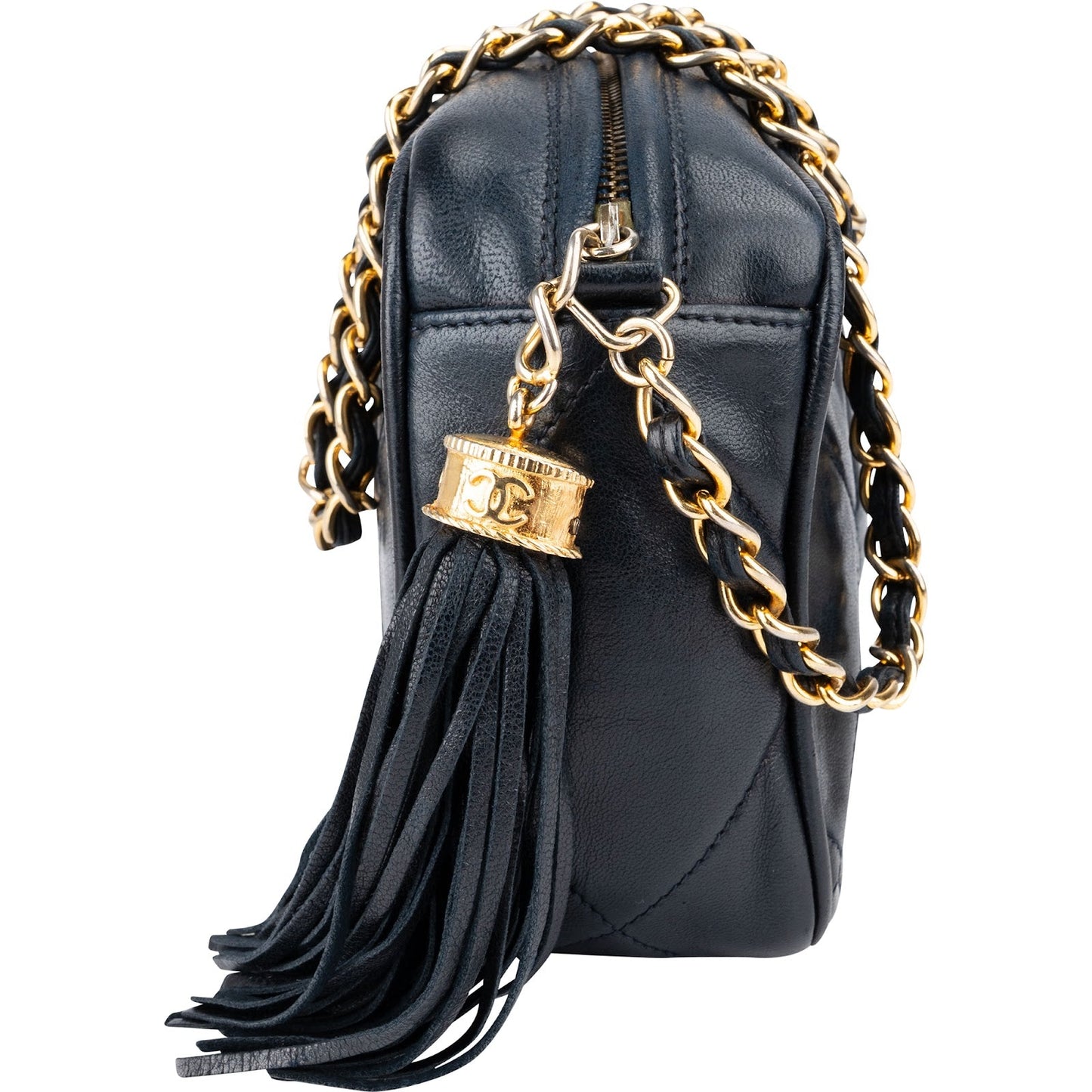 Chanel Quilted Lambskin Tassel Camera Crossbody Bag
