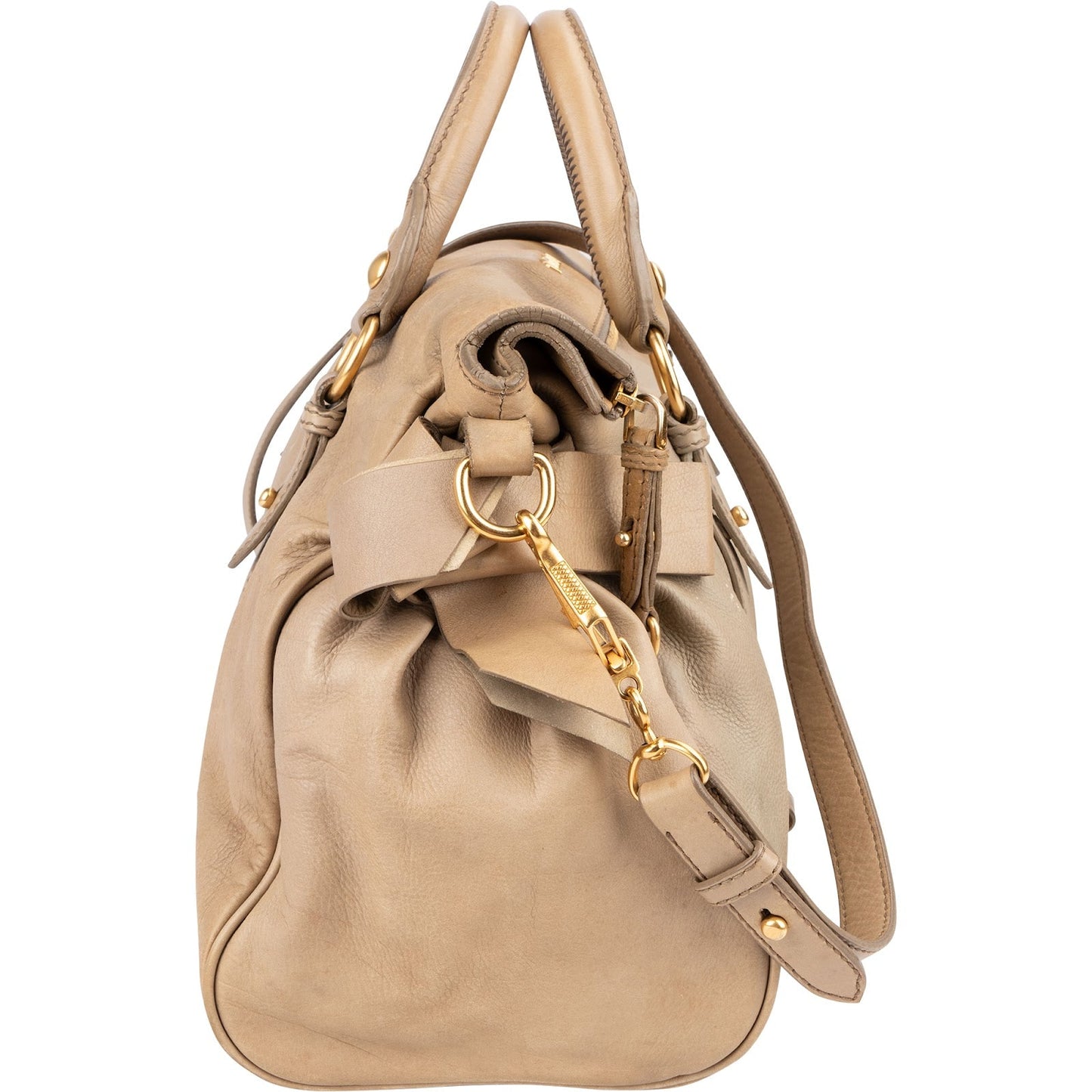 Miu Miu Vitello Lux Leather Bow Handbag