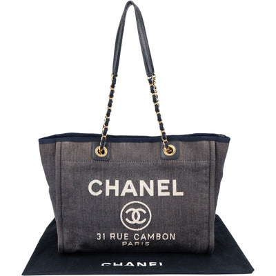 Chanel Denim Deauville Tote Shoulder Bag