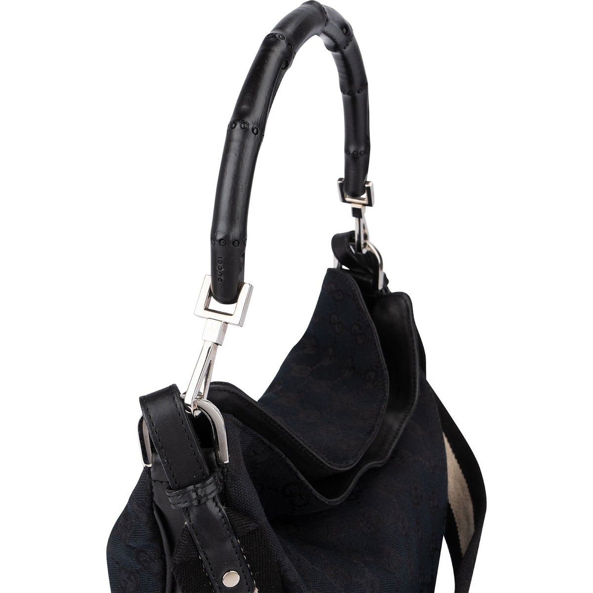 Gucci Monogram GG Canvas Bamboo Handle Shoulder Handbag