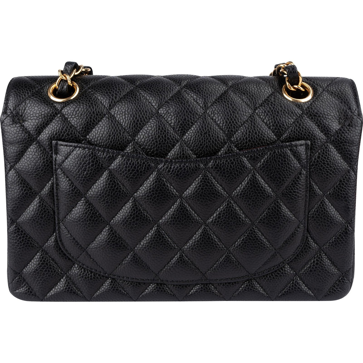 Chanel Quilted Caviar Leather Gold Small Double Flap Shoulder Bag