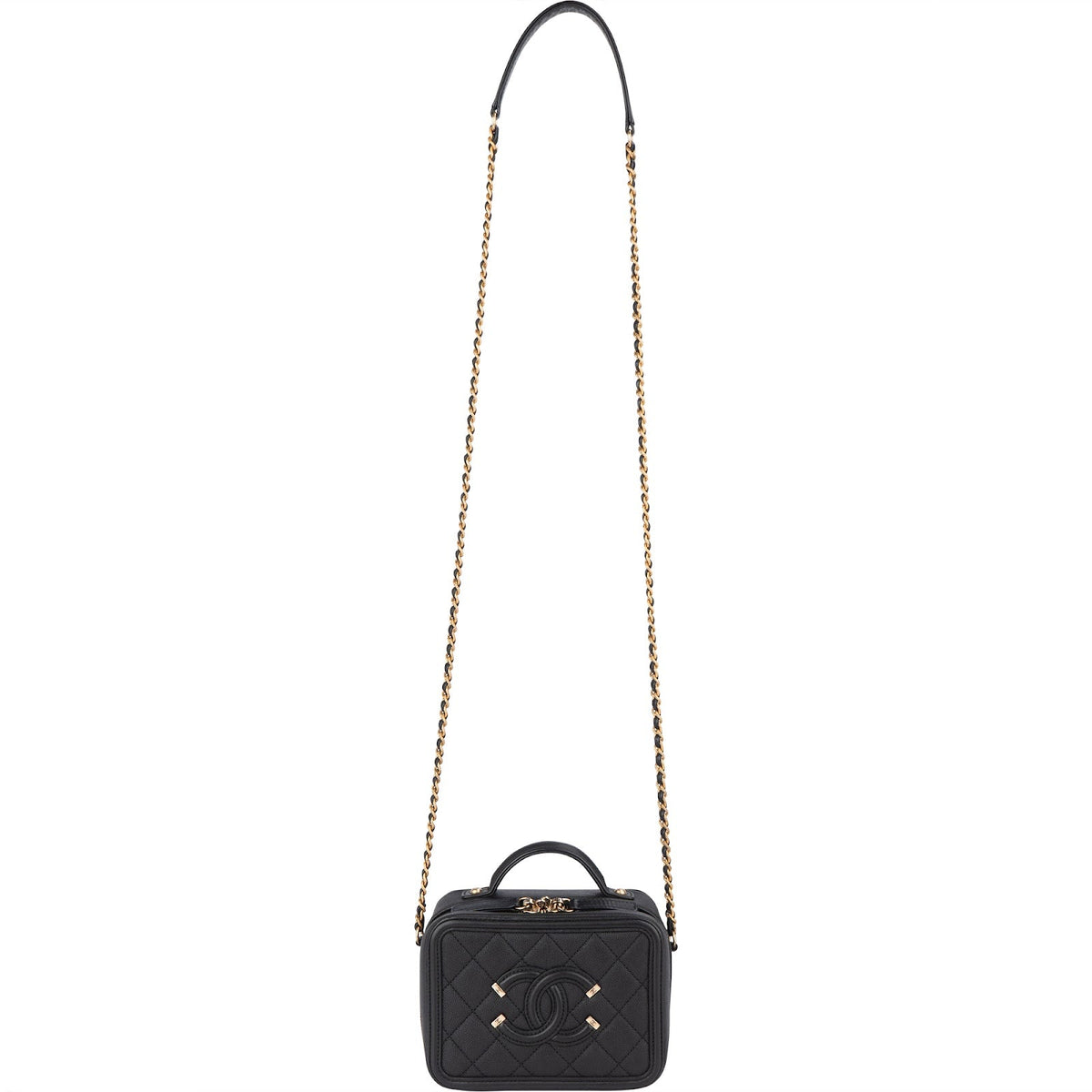 Chanel Quilted Caviar Leather CC Filigree Crossbody Bag
