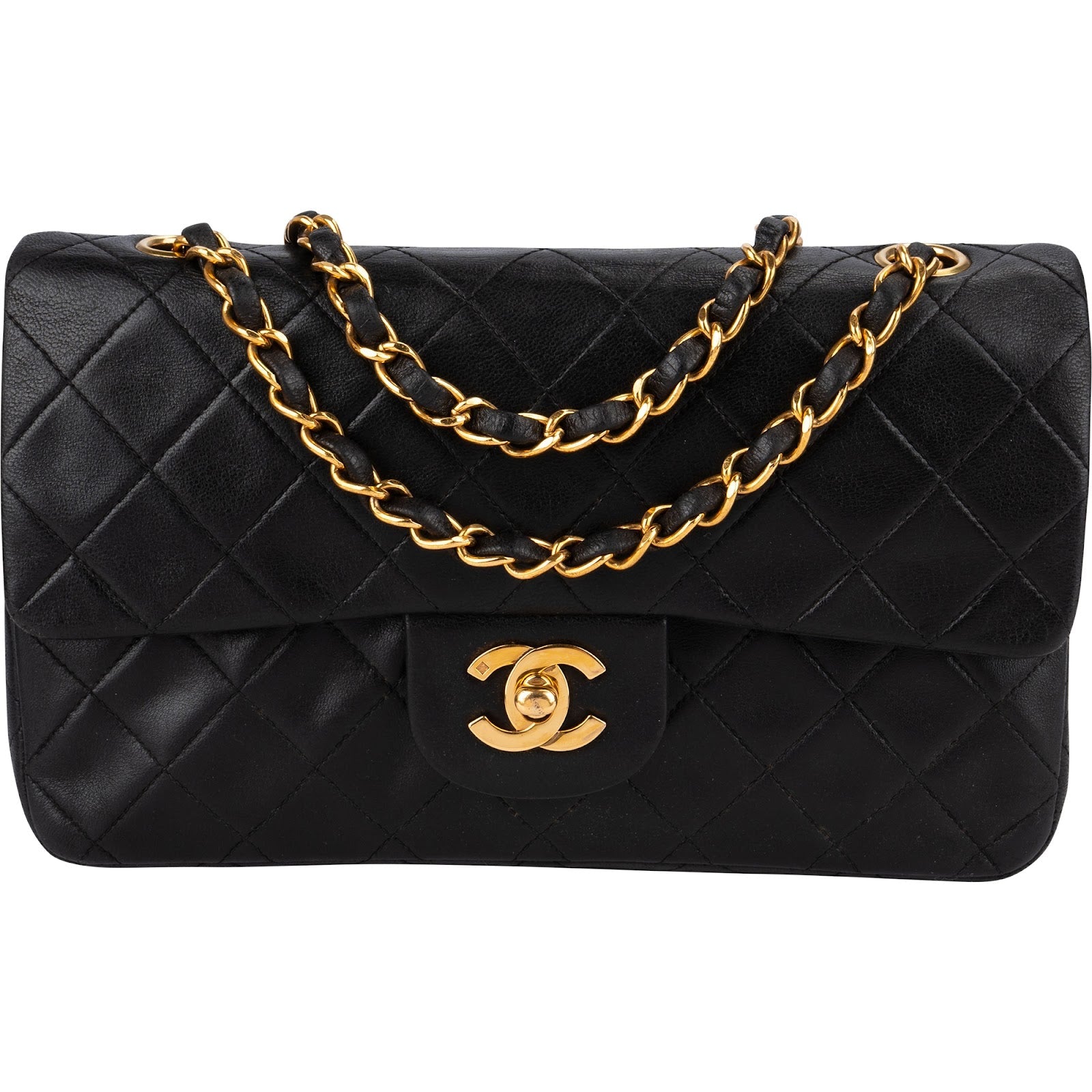 Chanel Quilted Lambskin 24K Gold Small Double Flap Shoulder Bag