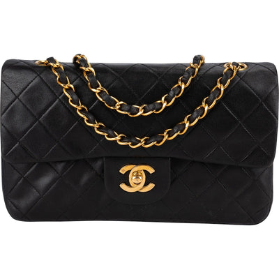 Chanel Quilted Lambskin 24K Gold Small Double Flap Shoulder Bag