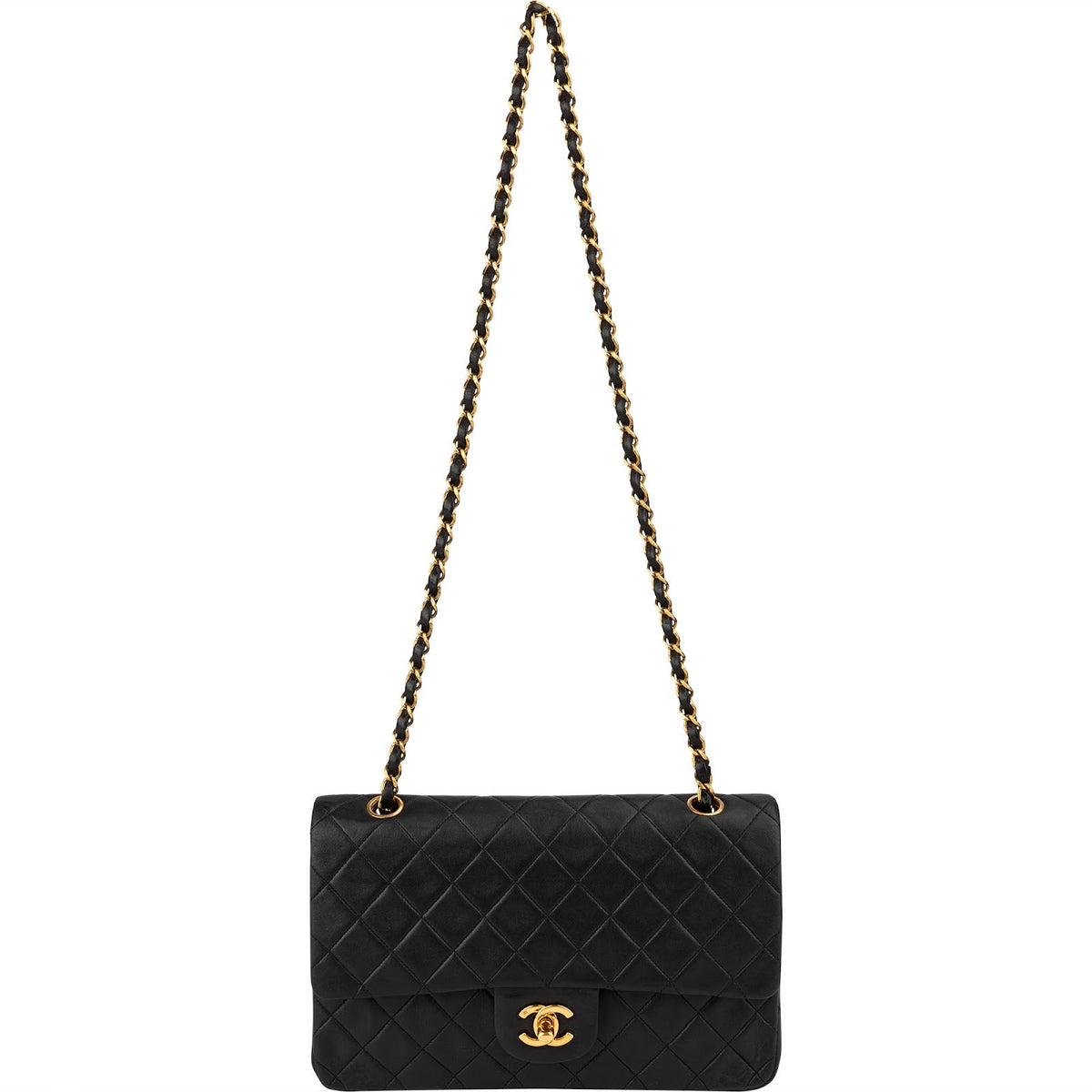 Chanel Quilted Lambskin 24K Gold Medium Double Flap Shoulder Bag