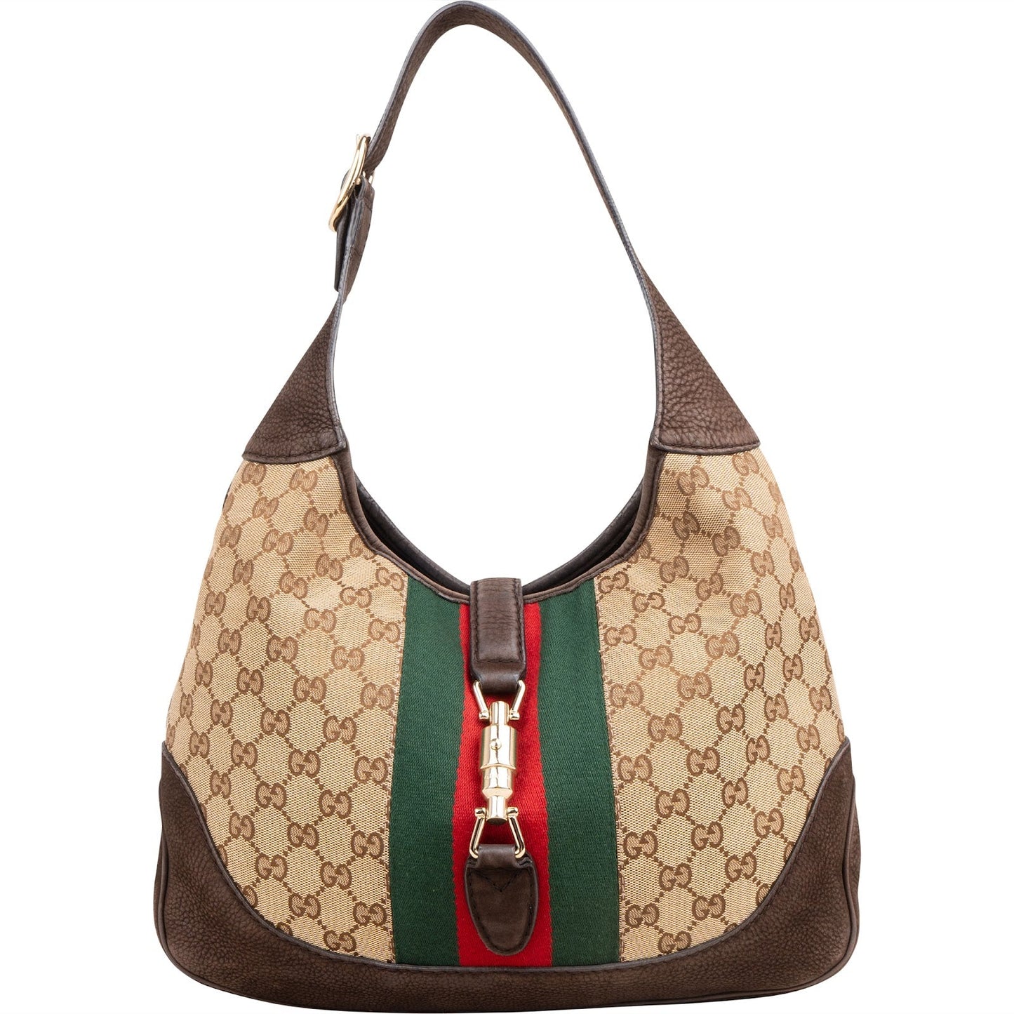 Gucci Monogram GG Canvas Nubuk New Jackie Hobo Shoulder Bag