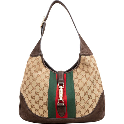 Gucci Monogram GG Canvas Nubuk New Jackie Hobo Shoulder Bag