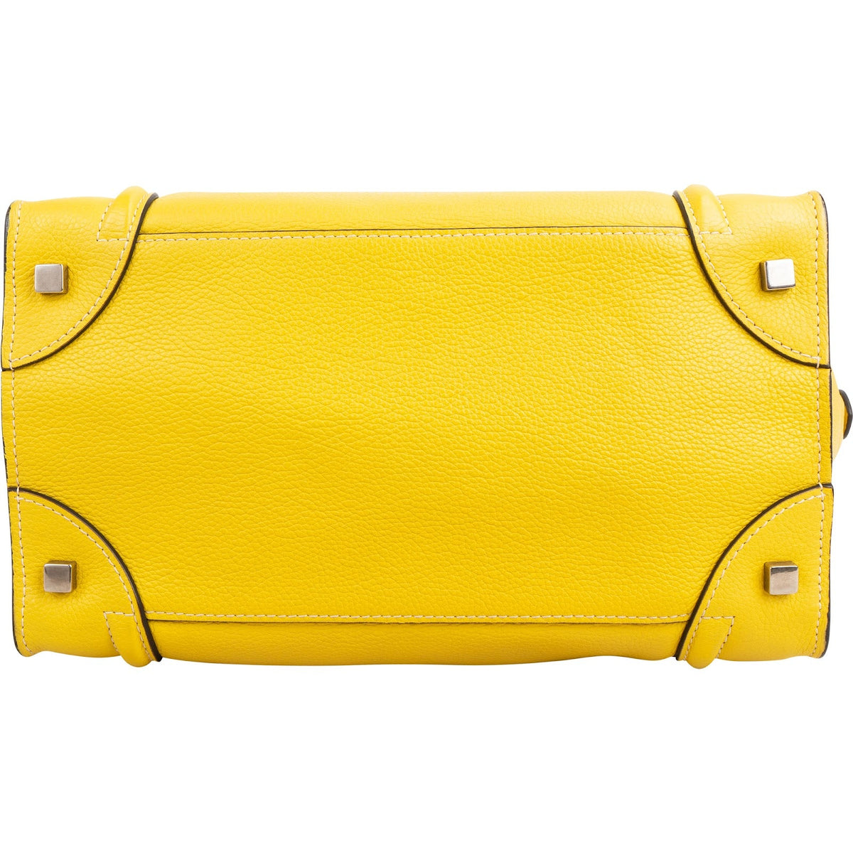 Celine Yellow Drummed Calfskin Luggage Tote Handbag