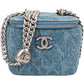 Chanel Quilted Denim Camellia Monogram Adjustable Mini Vanity Case Crossbody Bag