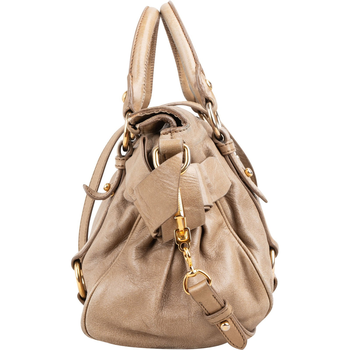 Miu Miu Vitello Lux Leather Bow Small Satchel Handbag