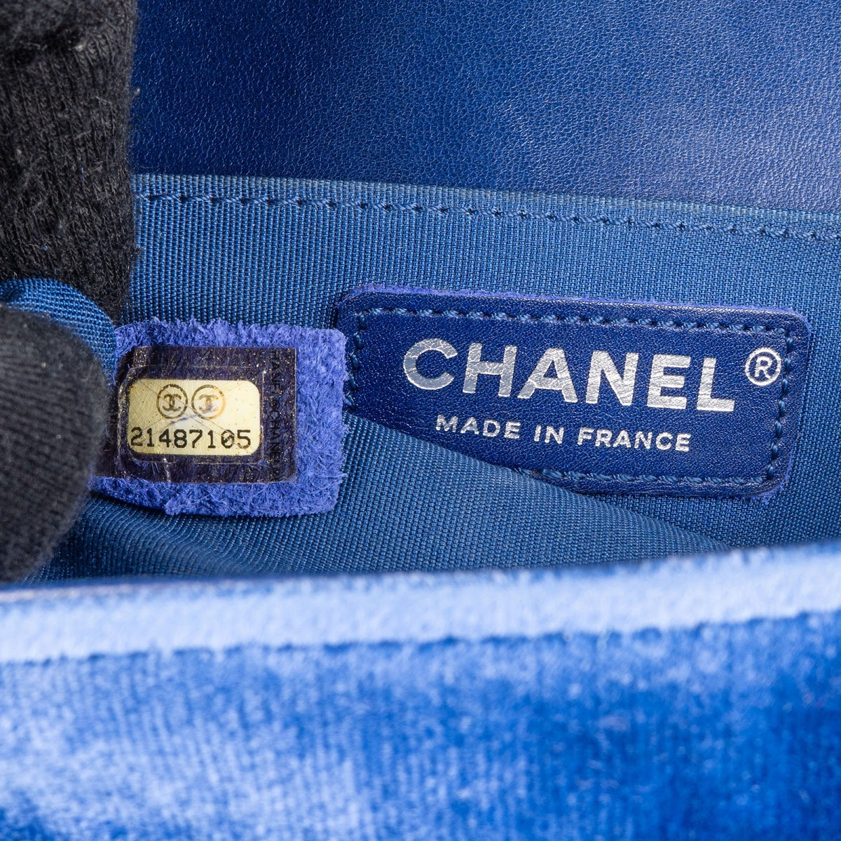 Chanel Blue Velvet Medium Boy Crossbody Bag