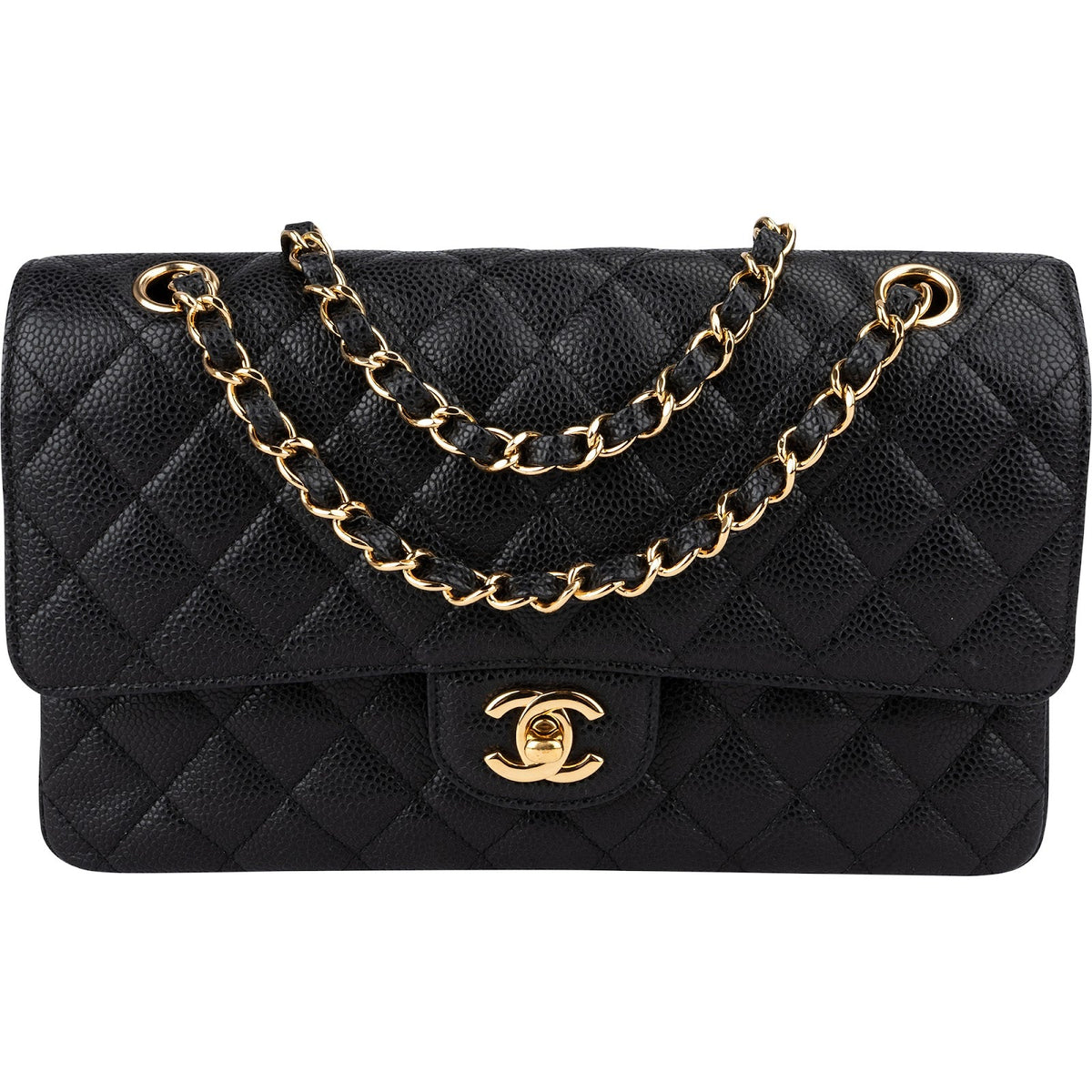 Chanel Quilted Caviar Leather Medium Double Flap Crossbody Bag