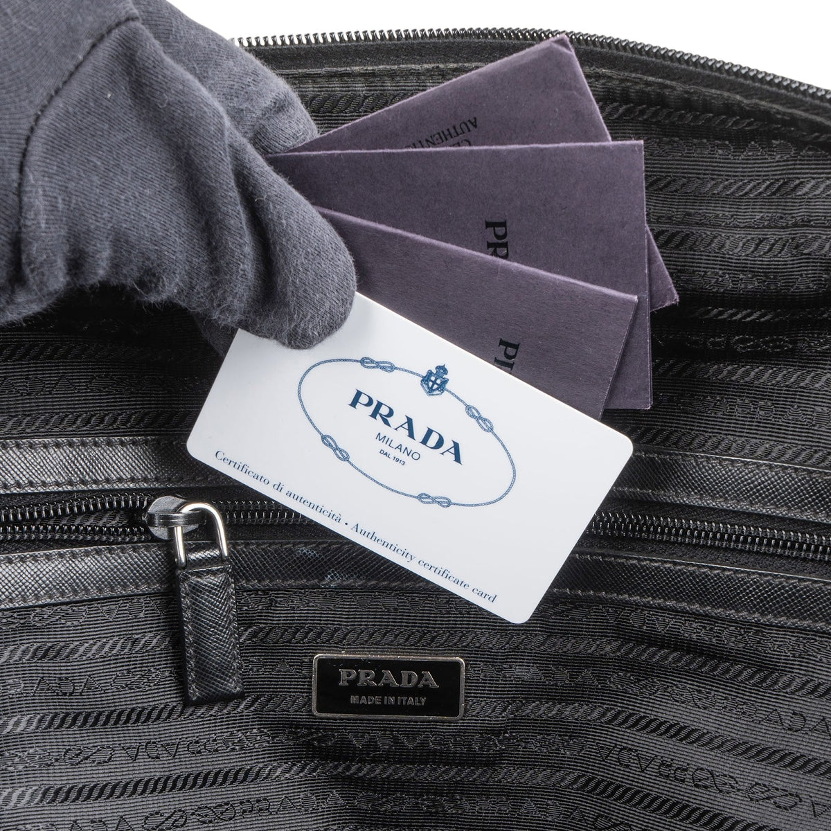 Prada Tessuto Saffiano Leather Triangle Briefcase Handbag