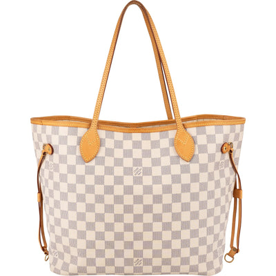 Louis Vuitton Monogram Damier Azur Canvas Neverfull MM Shoulder Bag