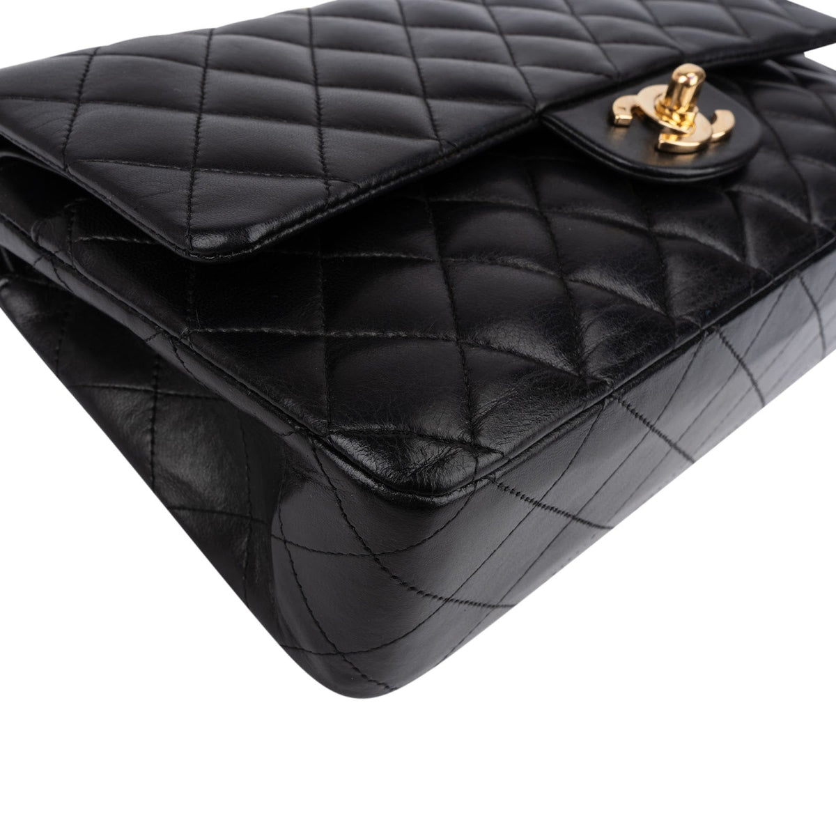 Chanel Quilted Lambskin CC Medium Double Flap Shoulder Bag