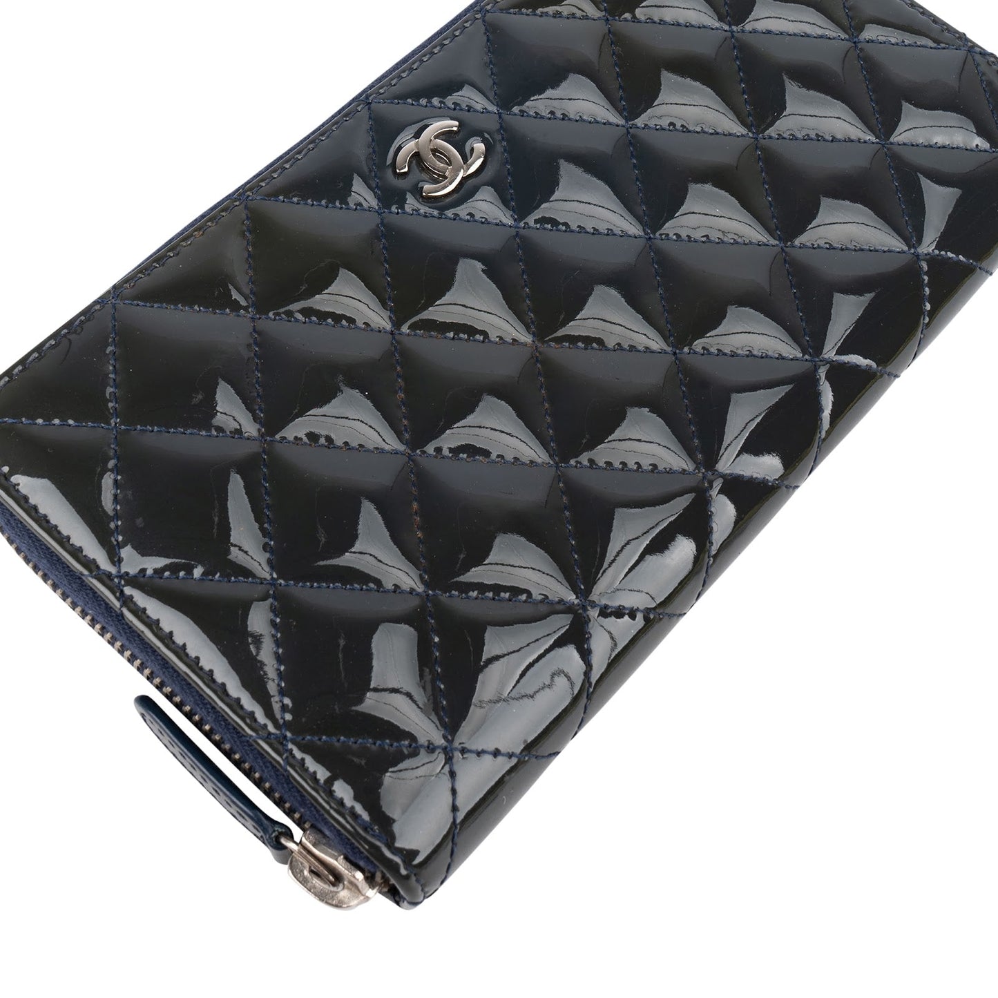 Chanel Quilted Patent Leather CC CC Wallet