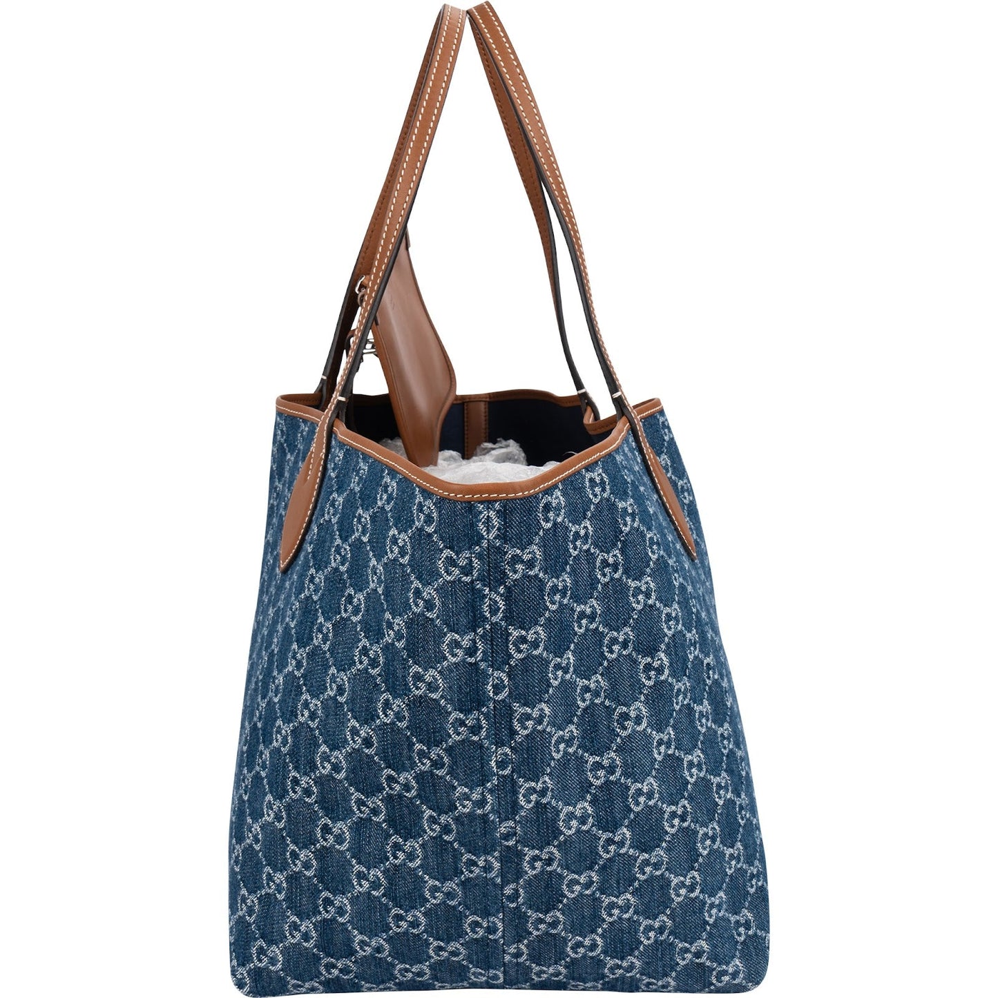 Gucci Monogram Denim GG Tote Shoulder Bag