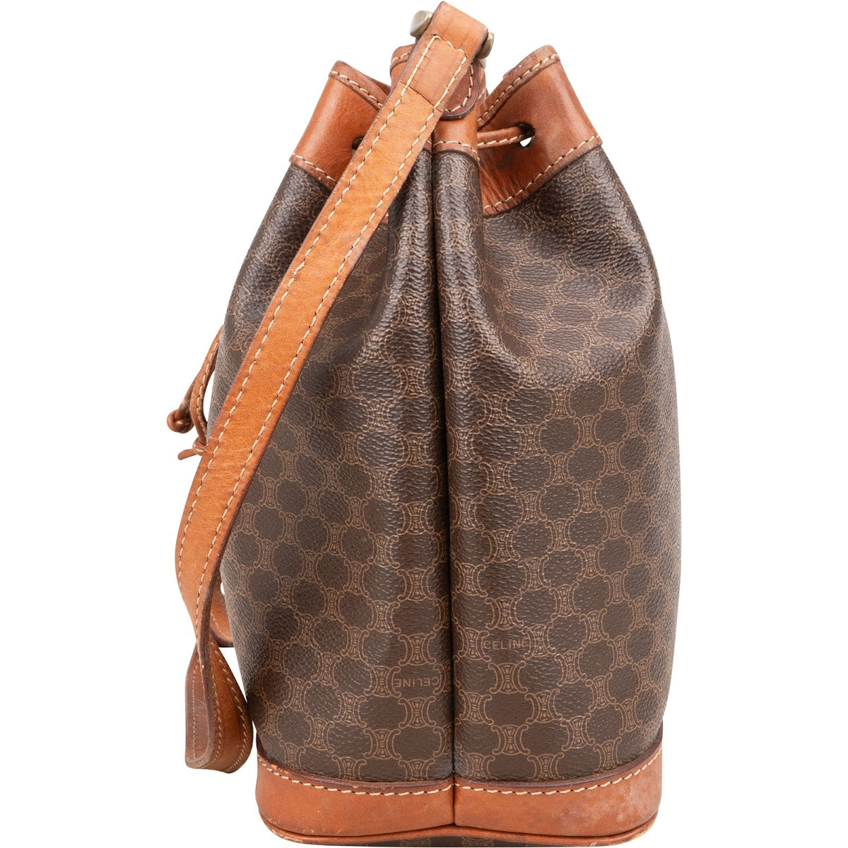 Celine Macadam Monogram Drawstring Bucket Crossbody Bag