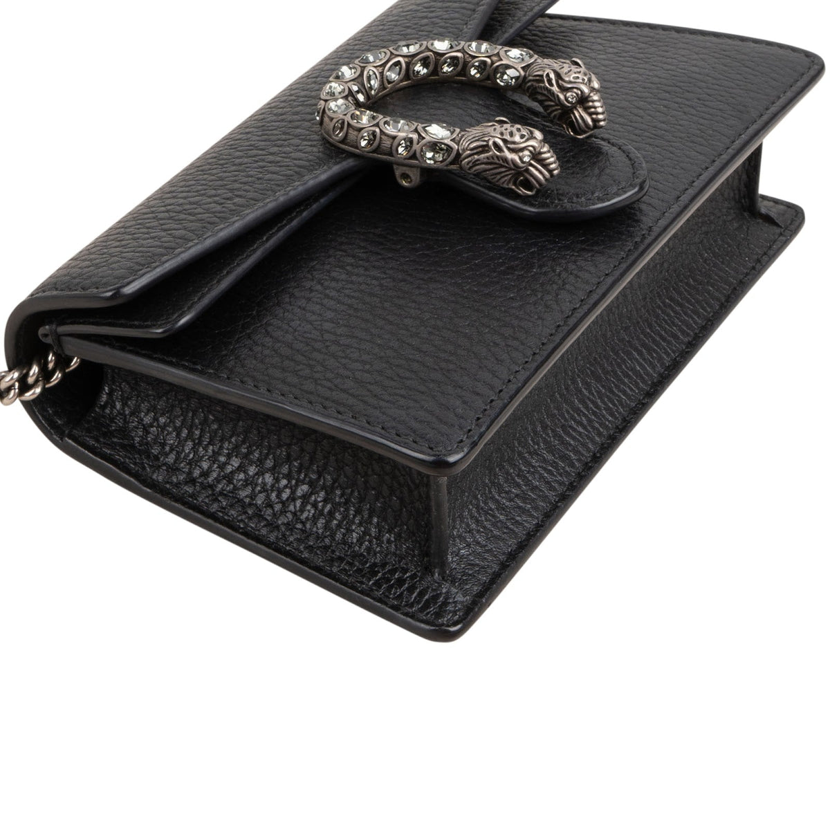Gucci Grained Leather Crystal Dionysus Super Mini Crossbody Bag