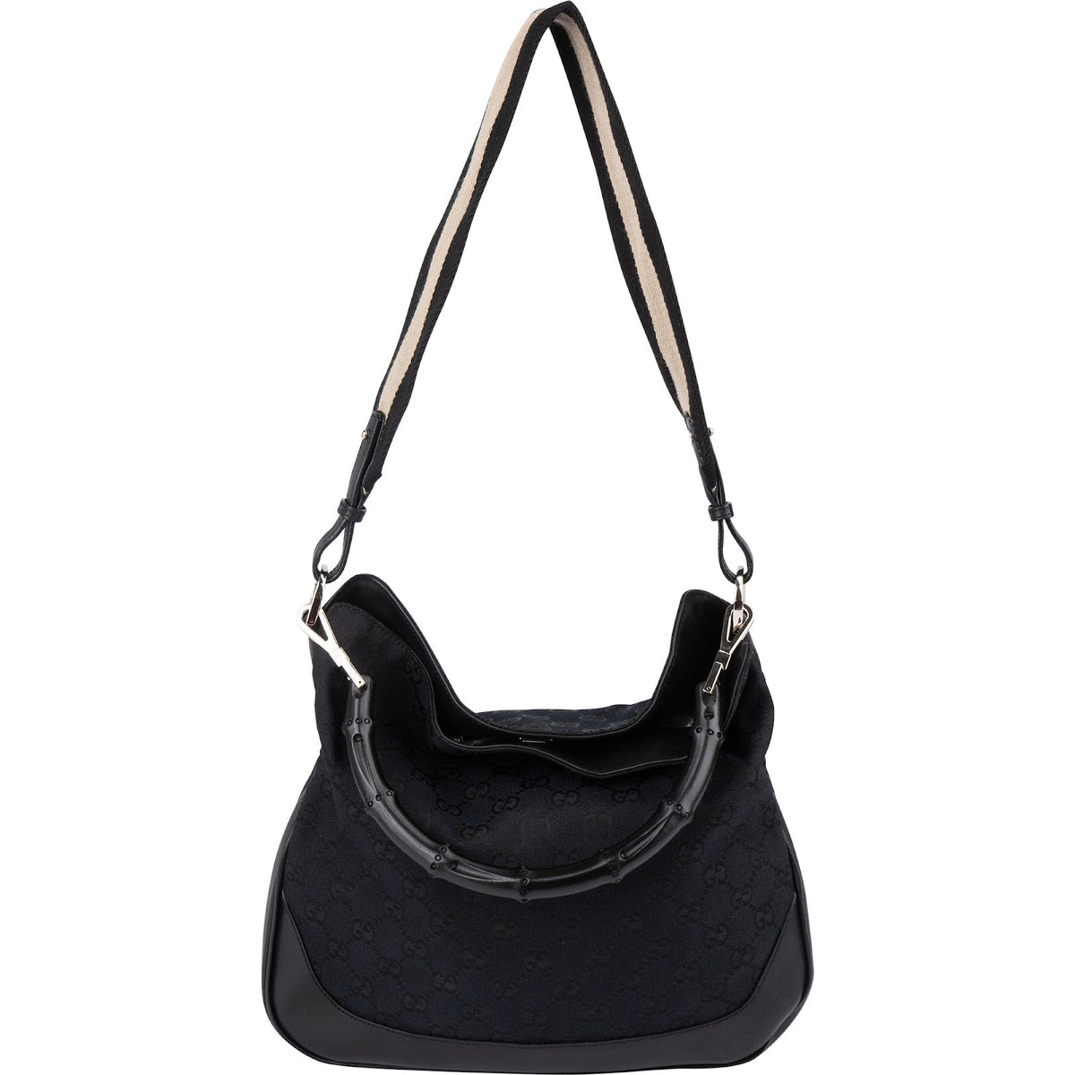 Gucci Monogram GG Canvas Bamboo Handle Shoulder Handbag