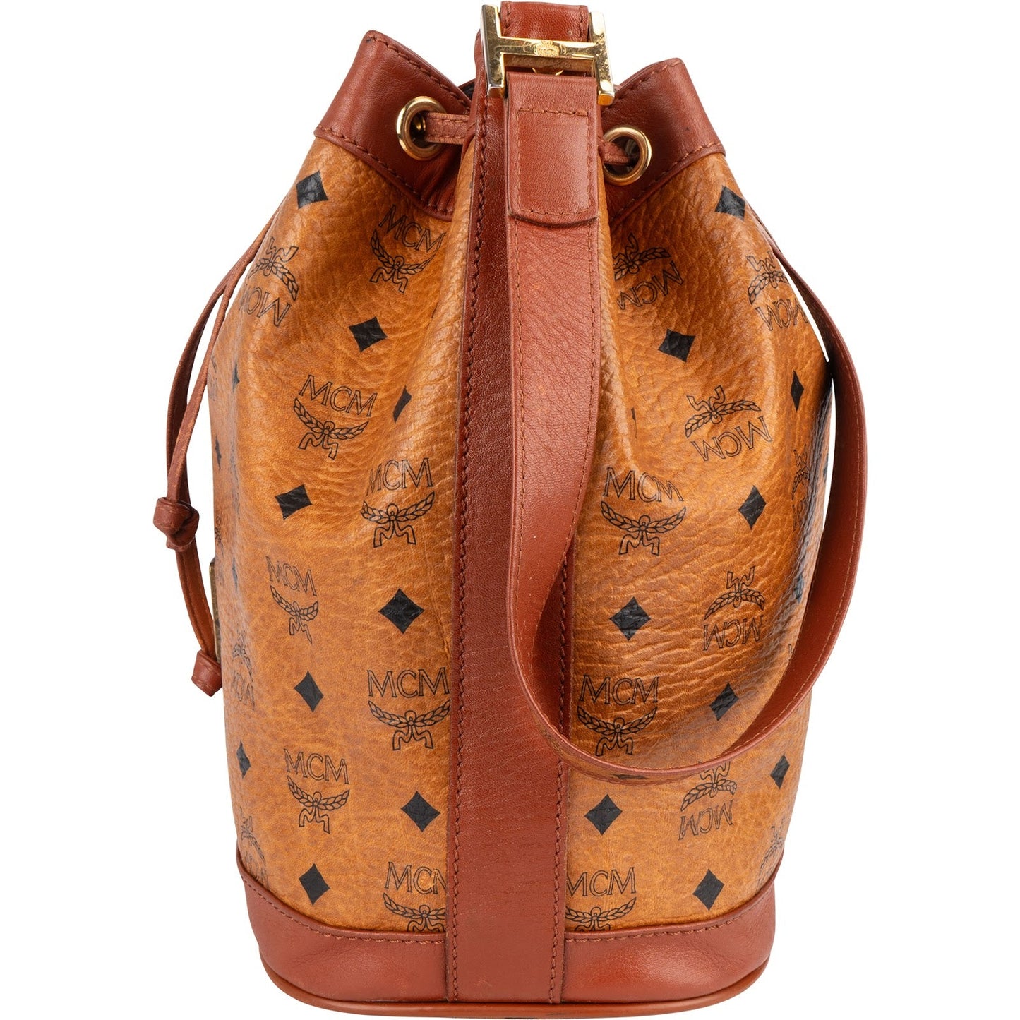MCM Monogram Visetos Drawstring Bucket Crossbody Bag
