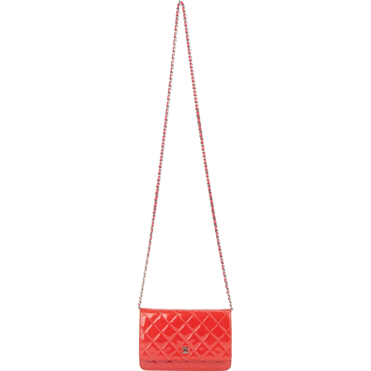 Chanel Quilted Patent Leather Wallet on Chain Crossbody Bag